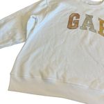 Gap Oversized Pullover Sweatshirt Sweater White Gold Silver Logo Stretch Size XL Photo 4