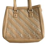 Longaberger Basket Woven Leather Shoulder Bag Stairstep Weave Caramel Photo 5