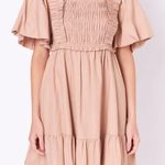 English Factory Mini Dress with Puff Sleeves Taupe Photo 0