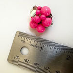 Hot pink beaded cluster vintage rhinestone clip on earrings Photo 4