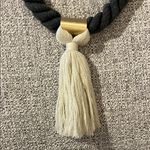 Plunder Design Evelyn Chunky Bohemian Grey and Gold Necklace with Cream Tassel Photo 2