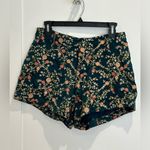 Free People Momo New York Floral Embroidered Silk Shorts X  Turquoise Medium Boho Photo 4