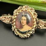 Vintage Unsigned Victorian Lady Portrait Cameo Scarf Clip 9g. Gold Photo 0