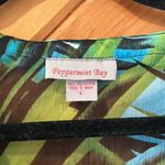 Peppermint bay tropical palm leaves sheer swim coverup Blue Size L Photo 4