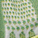 Vintage 90s Indian Cotton Bohemian Tiered Patchwork Skirt Medium Floral Metallic Green Photo 4