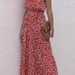 SheIn ,Lovely Red Polka Dotted Open Back, Halter Maxi Dress, Stunning!Price Firm Photo 1