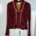 Alberto Makali crushed velvet embellished button front blouse size small vamp Photo 0