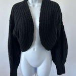 Anthropologie Chunky Black Wool Blend Cropped Cocoon Cardigan, Sz: S (b1) Photo 0