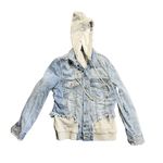 Central Park West  Women's XS‎ Blue denim FANNING Removable Hood Jacket Jean Photo 0