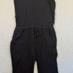 Cloth & Stone  Jumpsuit Womens Medium Black Sleeveless High Neck Cropped Pockets‎ Photo 0