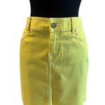 Cache  Yellow Lemon Ice Denim Metal Button 5 Packet Skirt New Stretch $98 NWT Photo 3