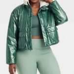 All In Motion  Women’s Hooded Jacket Green Full Zip Sherpa Lined Size L NWT Photo 0