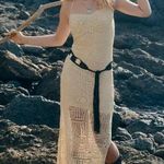 Free People Dahlia Midi Dress Crochet Ivory Halter Photo 0