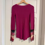 Free People  Kombucha Cuff Pink Embroidered Waffle Thermal Size Medium Photo 2