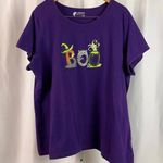 Holiday Editions 2X Halloween Boo Witch Cauldron Cat Print Tunic Top Deep Purple Photo 0