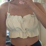 Pretty Garbage  Ruched Backless Tie Back Crop Top Cream Size Large Photo 5