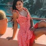 ✨HP✨Ditsy Floral Tie Neck Ruffle Trim Cami Dress✨ Size L Photo 1