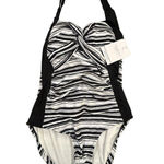 Dolfin One Piece Swimsuit Black White Women's Size 8 NWT Halter Photo 2