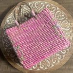 Vintage pink straw wicker square bag Photo 0