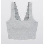 Aerie Lace Waffle Longline Bralette Medium Heather Gray Size Medium Photo 2