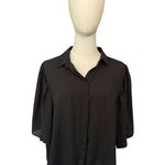 ASOS NWT  Black Flutter Sleeve Blouse | US Size 10 | Button Front Photo 0