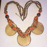 Multi Strand Beaded Neutral Tone Boho Chunky Statement Necklace Brown Photo 7