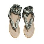 Zimmermann Scarf Tie Leather-trimmed Silk Twill Espadrille Sandals in Snake Photo 3