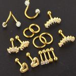 Boutique 16 Piece 16 Gage Gold Cartilage Earrings  Photo 1