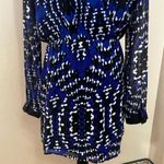 Adelyn Rae Faux Wrap Print Shirt Dress Size M Blue Black Open T Back Photo 9