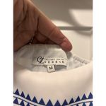 Cezele Boho Maxi Dress Size Medium White & Blue Tiered Hem Belt Spaghetti Straps Photo 2