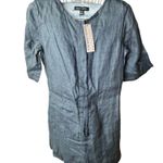 Banana Republic NEW  Sash-Waist Ramie Romper Green Slate Lined Sheer 0 Petite Photo 0