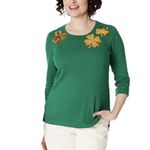 Quacker Factory NWT Green St PatrickS Day Sequin Knit 3/4 Sleeve Top Size XL Photo 1