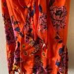 Free People orange ruched floral spaghetti strap dress Photo 6