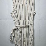 Lane Bryant NEW Cream Striped Linen Blend Sleeveless Belted Jumpsuit Size 28 Photo 1