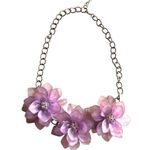 Statement Floral Necklace With Purple Acrylic Petals & Rhinestone Centers On Gol Photo 0