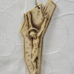 Vintage Resin Beads Wall Rosary 64" St. Anthony of Padua Carved Catholic Rosary Photo 3