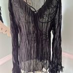 Punk Rave Goth Rock Fashion Black L/S Shirt Tops Steampunk Sheer L Y2k Collared Size L Photo 1