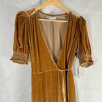 Reformation  The Peonie Wrap Silk Blend Midi Dress Size XS Gold Photo 5