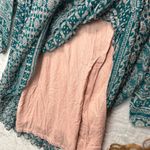 Maeve Anthropologie Women Sheer Green Ruffle Hem Dress 6 Boho Festival Resort Photo 3