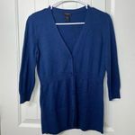Ann Taylor EUC  women’s dark blue wool blend 3/4 sleeve button cardigan sweater S Photo 0