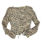 Majorelle  - Waldorf Long Sleeve Animal Print Tie Front Top in Brown & Cream Photo 3