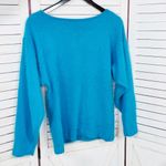 Vintage 80s Stephan Andrews V Back Angora Fuzzy Knit Sweater Turquoise Medium Blue Photo 7