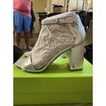 Sam Edelman Silver Leather Daniella Sandals Size 8 1/2 Cocktail Heeled Metallic Photo 1