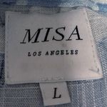 Misa  Lilian Blue White Floral Ruffle Embroidered Tiered Mini Blouson Dress Sz L Photo 6