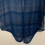 Ya Silk Blend Diamond Print Chiffon Blue Top Size M Workwear Casual Size M Photo 7