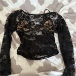 Black Lace Long Sleeve Crop Top Photo 0