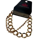 Paparazzi  Material Girl Gold Bracelet Rhinestone Layered Chunky Chain Gold Tone Photo 1