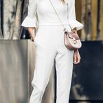 Black Halo  Brooklyn Bell-sleeve Cropped Jumpsuit in White Size US 4 Photo 13
