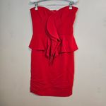 JAYGODFREY Strapless Red Hot Peplum Dress Birch Cascade Mini Womens 6 Cocktail Photo 13