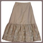 Moon River Beige Eyelet Ruffle Hem Midi Skirt Womens Medium Summer Photo 3